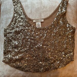 Arden B Gold Sequin Crop Top
